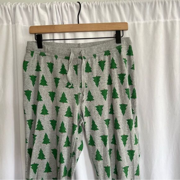HANNA ANDERSSON Adult Flannel Pajama Pant Unisex L Green Christmas Trees - Picture 1 of 5